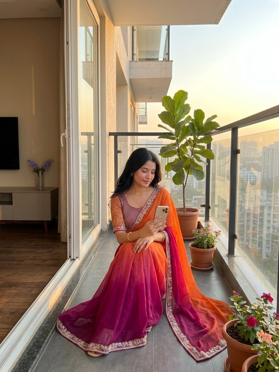 Raashika Fancy Satin Embroidery Sequin Saree